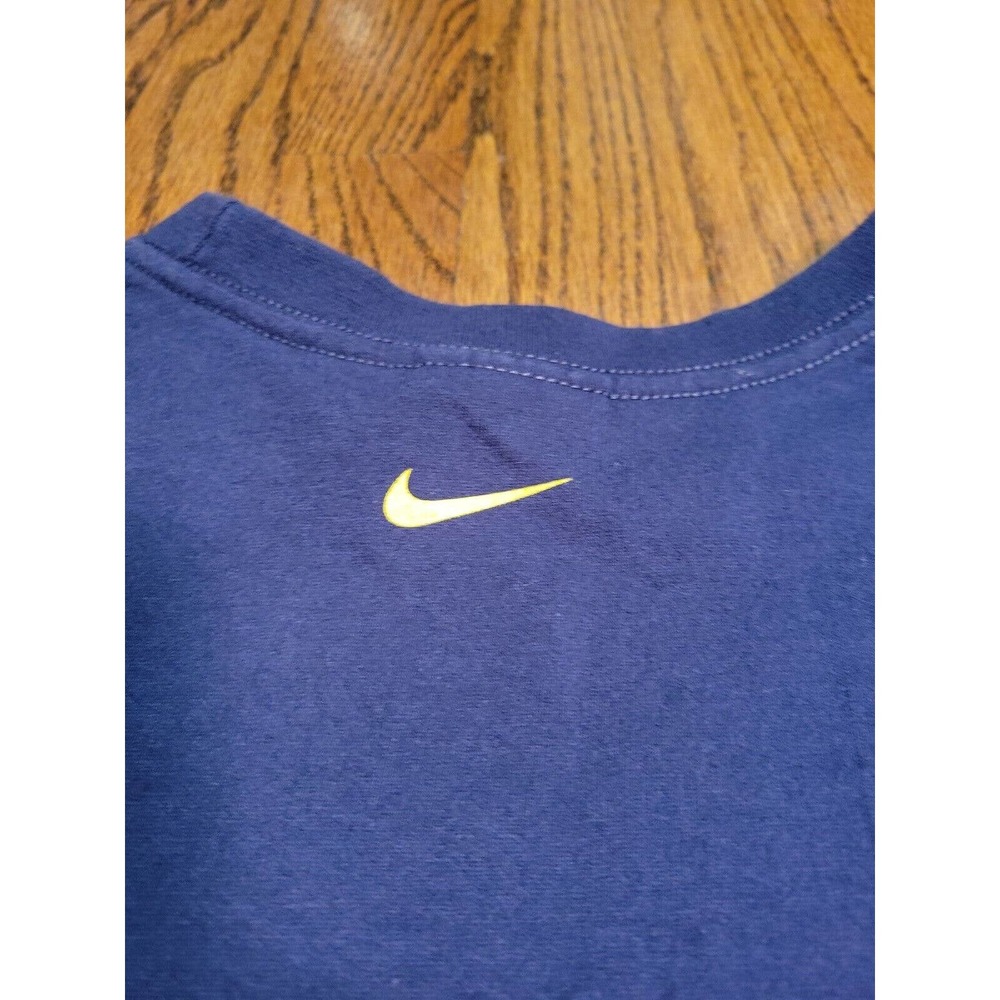 Nike Shirt Large Navy Blue Logo Tee Crew Neck T Shirt Regular Yellow Logo - Picture 10 of 10